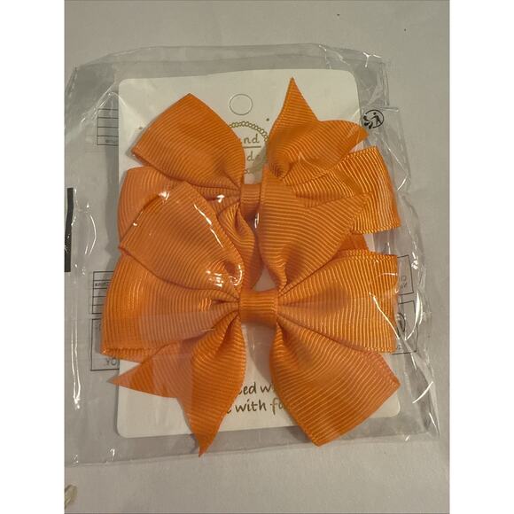 Unbranded Other - Set Of 2 Orange Hair Bow Clips